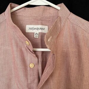 Yves Saint Laurent Collarless Button Up Shirt, Large